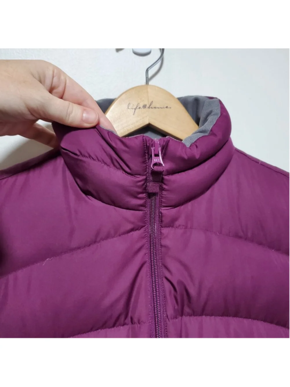LANDS' END Down Filled Puffer Vest Purple Small Full Zip Winter Insulated Cozy